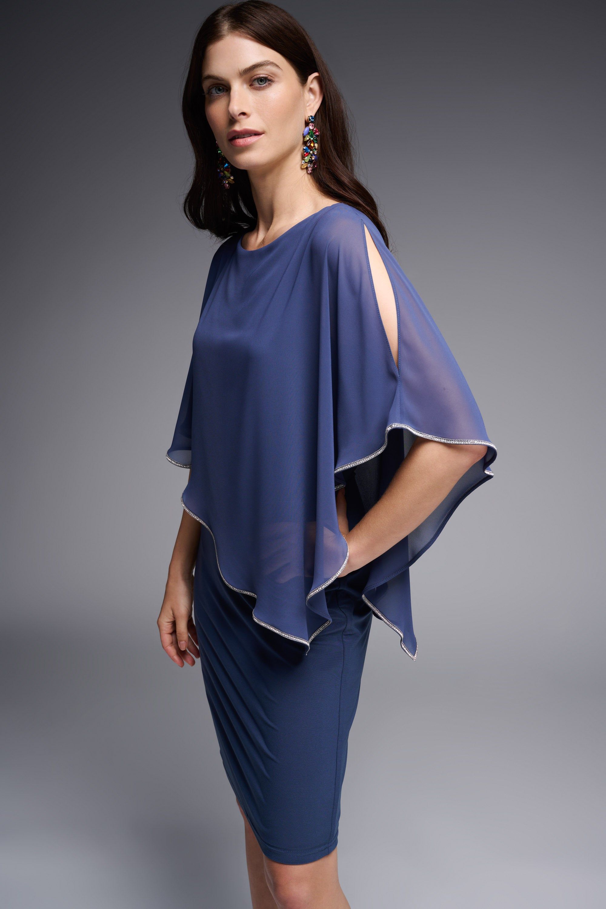 Joseph Ribkoff Signature Chiffon Overlay Dress – Close To You Boutique