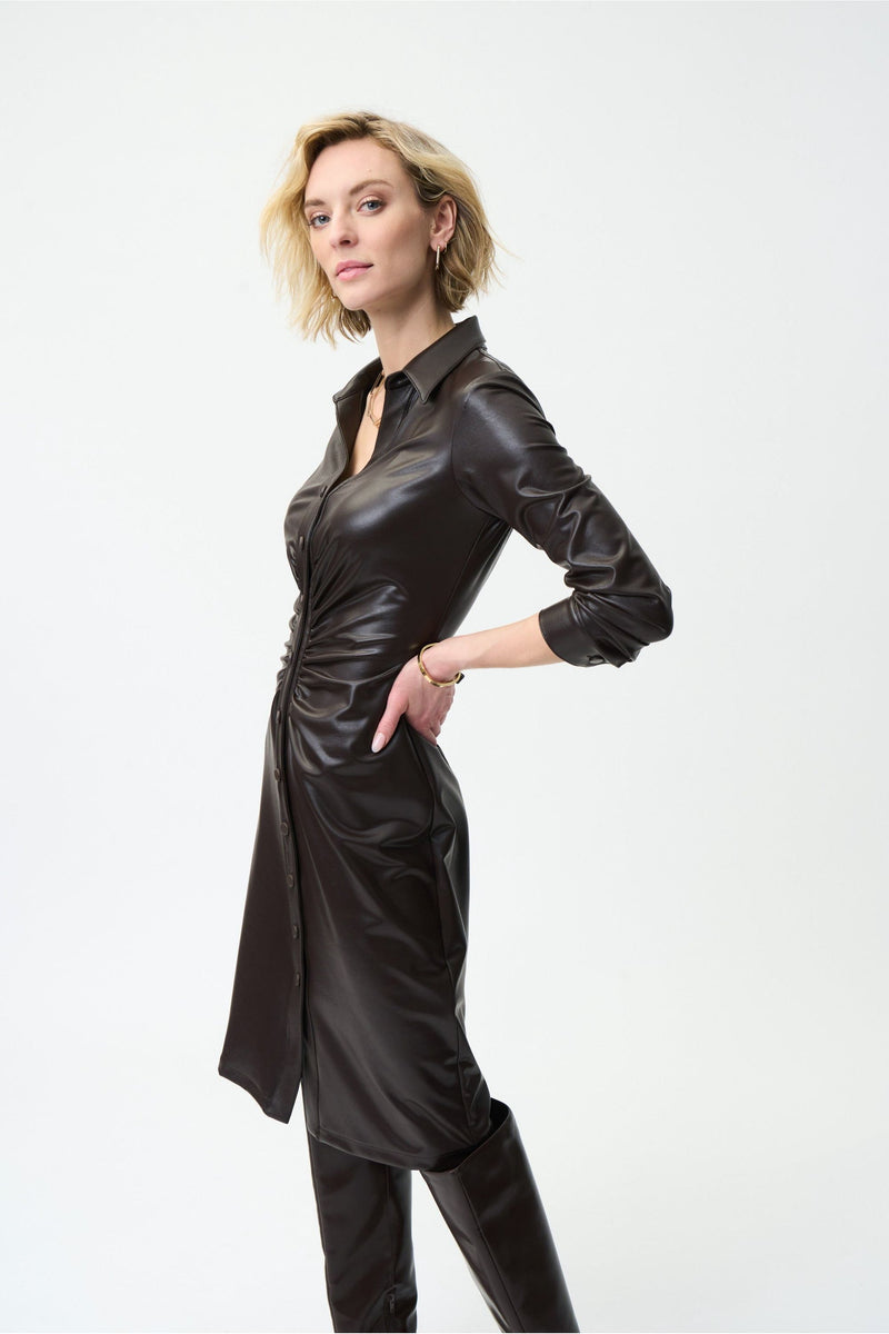 Joseph Ribkoff Faux Leather Shirt Dress - Style 224097, side