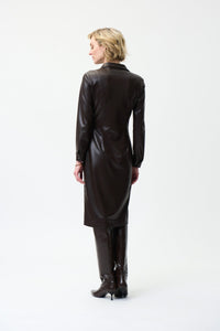 Joseph Ribkoff Faux Leather Shirt Dress - Style 224097, back