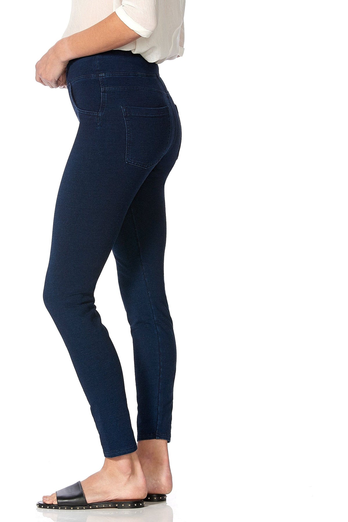 HUE Super Soft Stretch Denim Leggings - Style 22818, side, dark