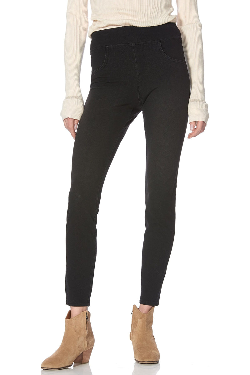 HUE Super Soft Stretch Denim Leggings - Style 22818, front2, black