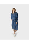 Sandwich Denim Shirt Dress with Tie Belt - Style 23001974, front