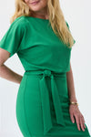 Joseph Ribkoff Wrap Dress - Style 231015, closeup of belt, foliage