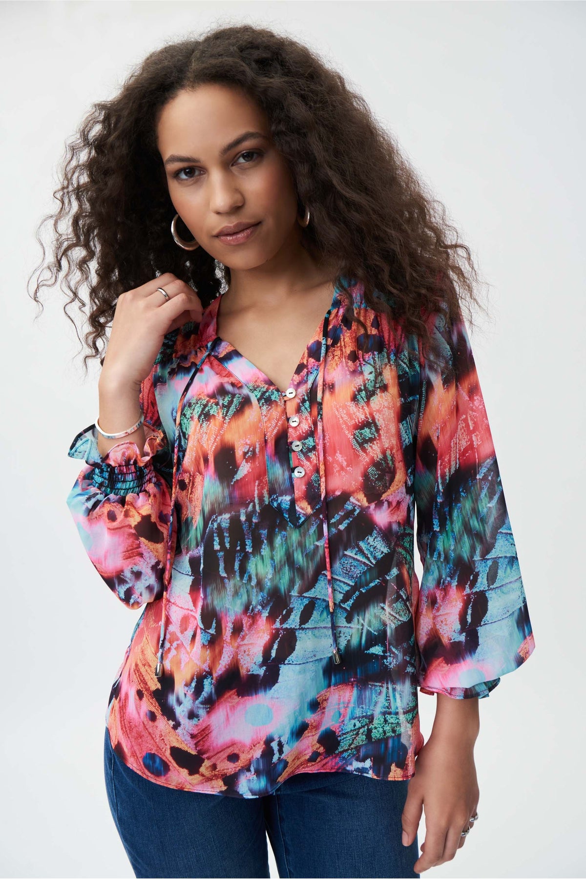 Joseph Ribkoff Butterfly Print Top - Style 231240, front