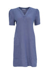 Dolcezza Short Sleeve Linen Dress - Style 23166, front, navy