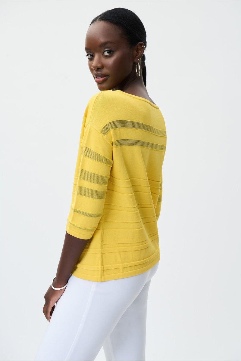 Joseph Ribkoff Textured Striped Sweater - Style 231949, side, sunbeam