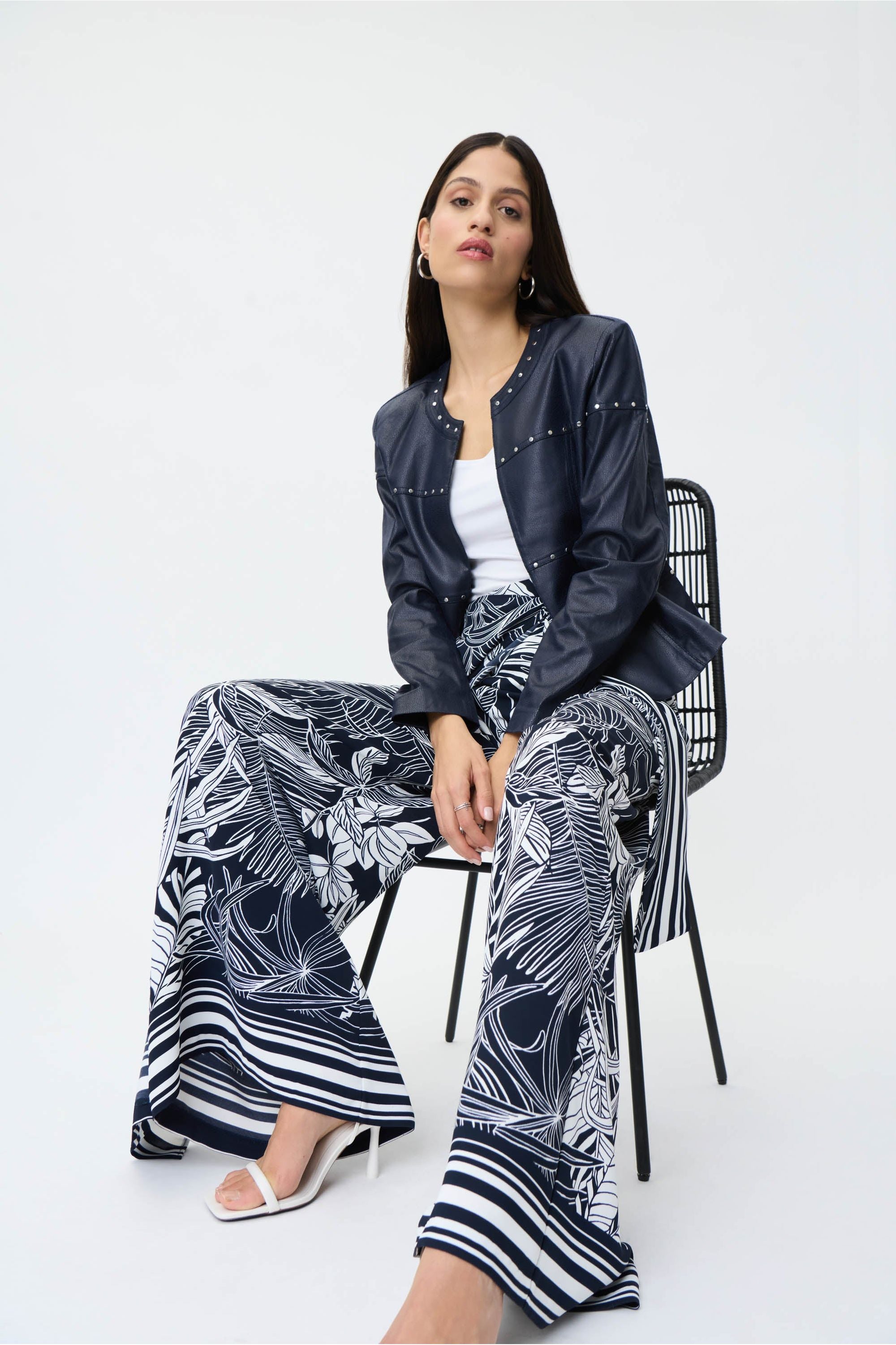 Joseph Ribkoff Palazzo Pants - Style 232047, front seated