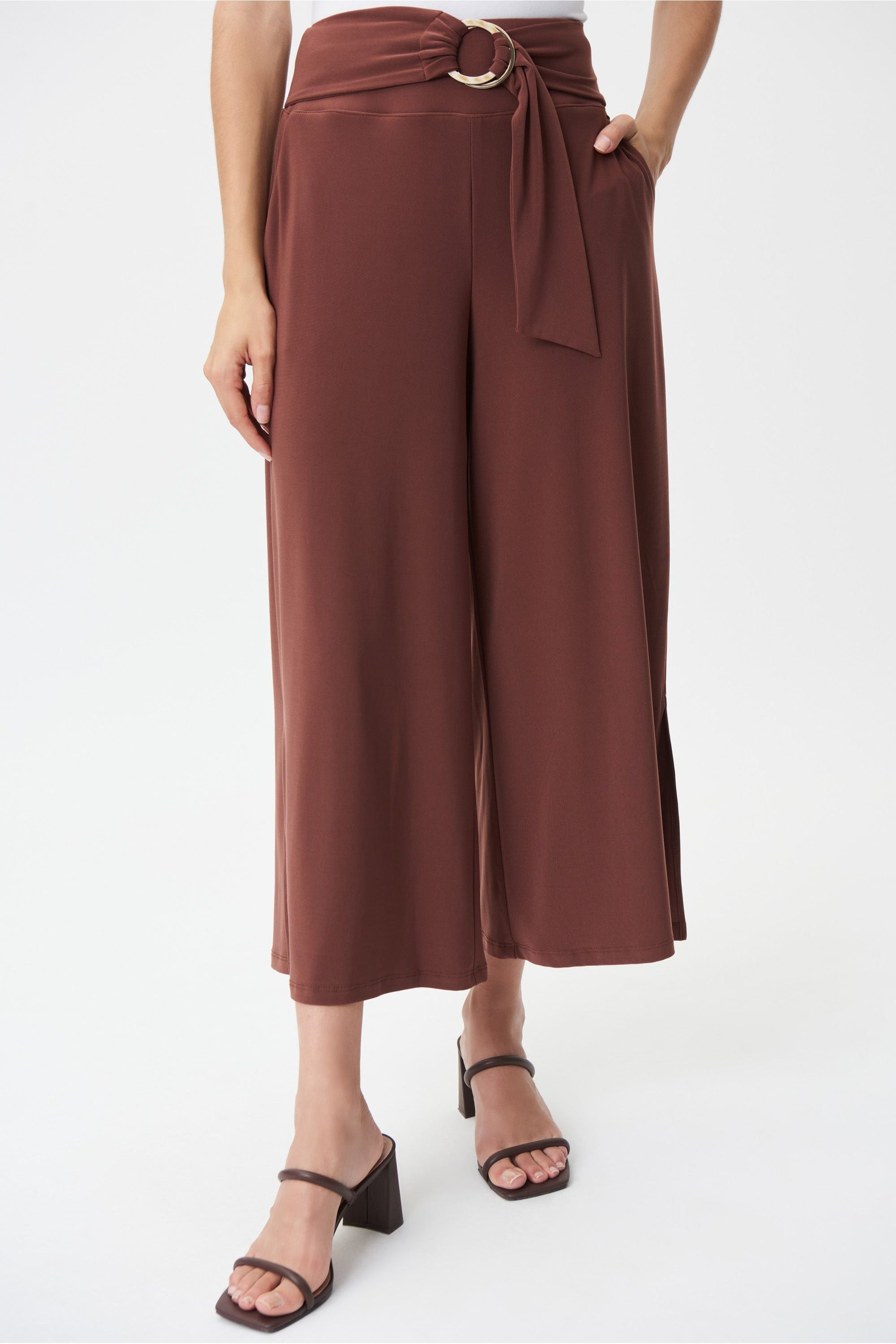 Joseph Ribkoff Crop Pant with Ring Belt - Style 232252, front