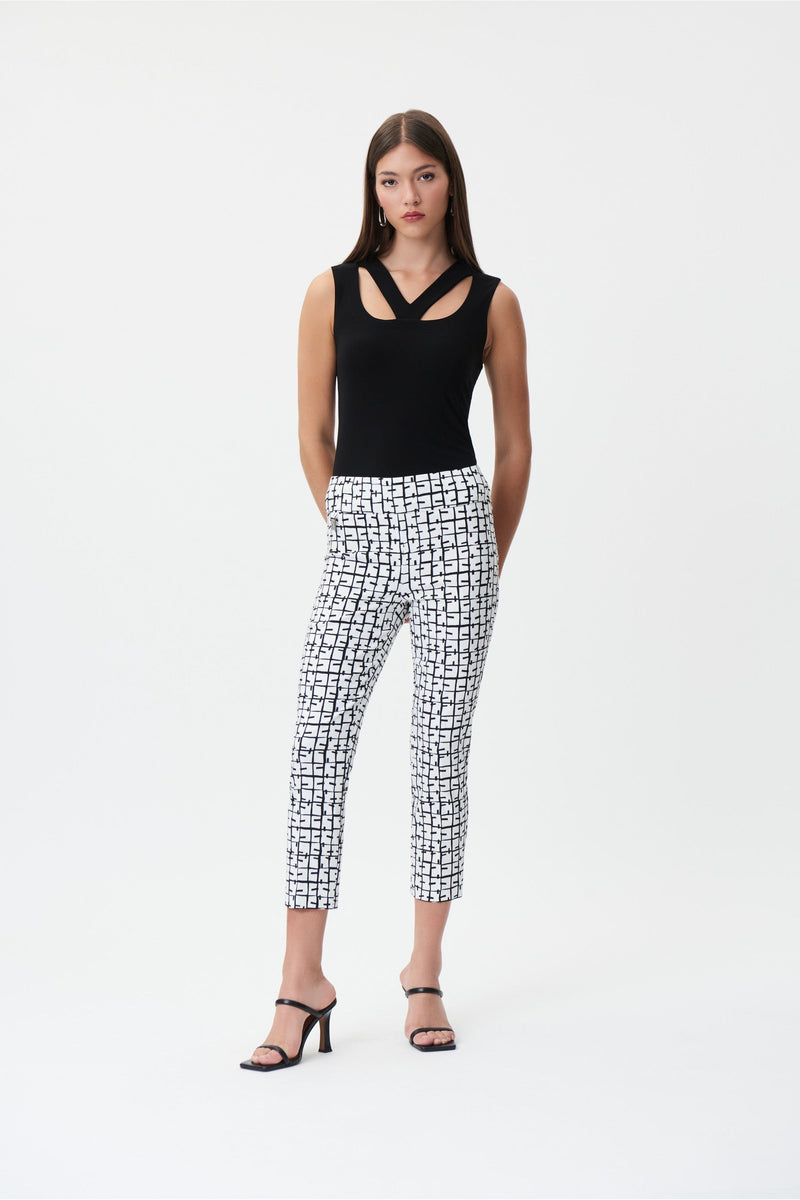 Joseph Ribkoff Abstract Print Pull-on Crop Pant - Style 232261, front2
