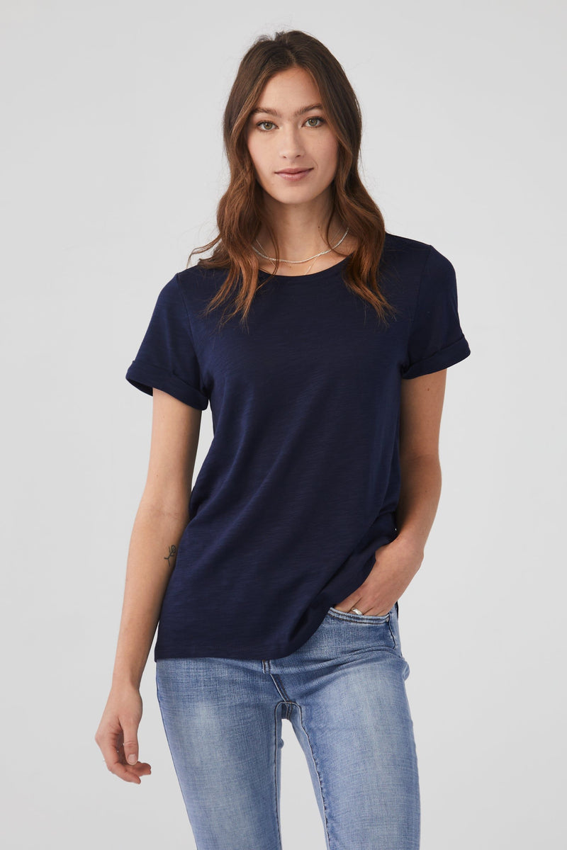 FDJ Short Sleeve Crewneck Top - Style 3007476, front, navy