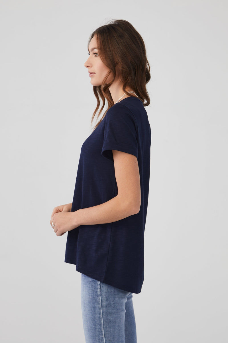 FDJ Short Sleeve Crewneck Top - Style 3007476, side, navy