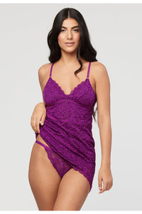 Fleur't All Lace Slip & Panty Set - Style 6024, dark orchid with panty