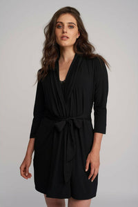 Fleur't Iconic Robe with Silk Ties - Style 620, front, black