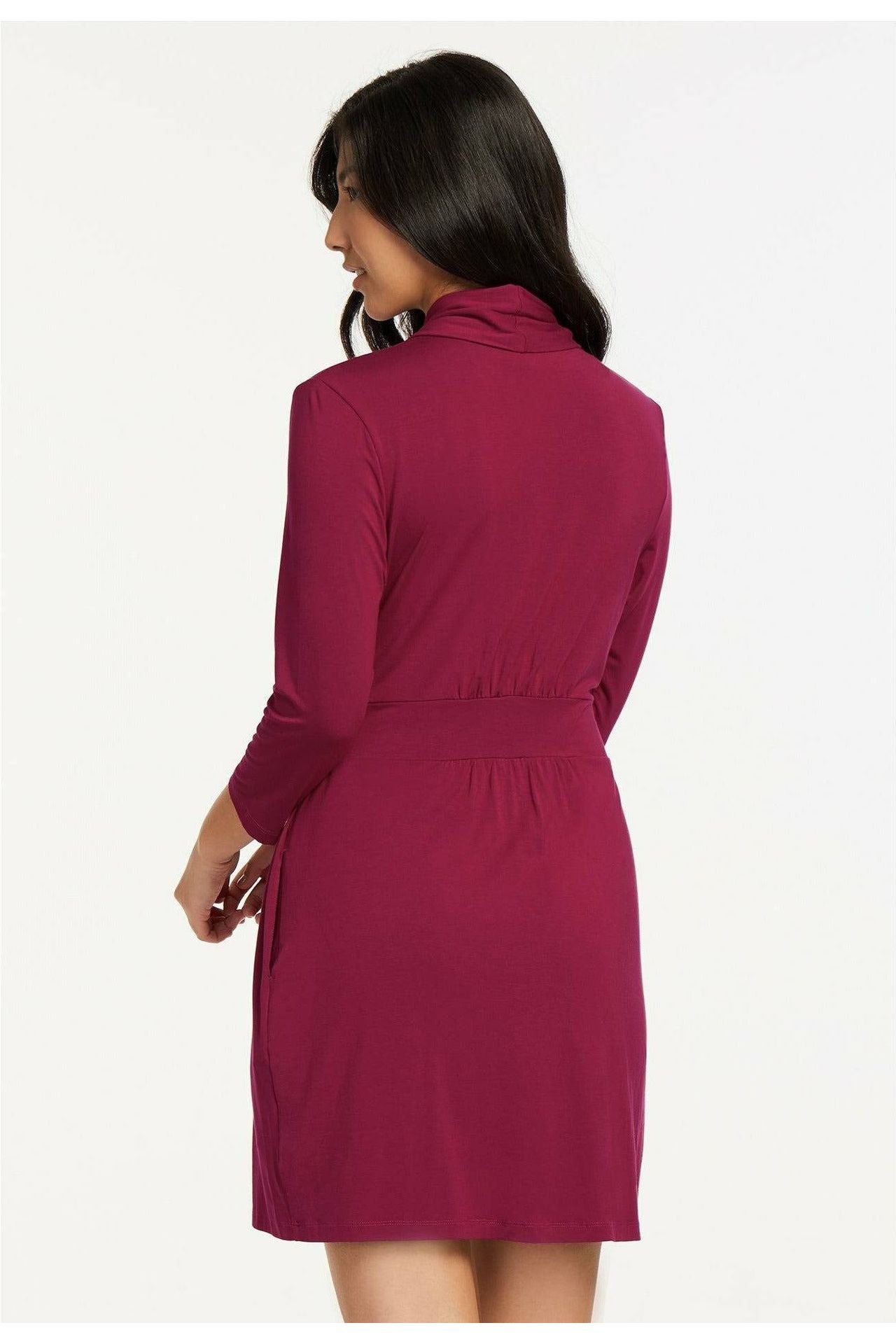 Fleur't Iconic Robe with Silk Ties - Style 620, back, sangria