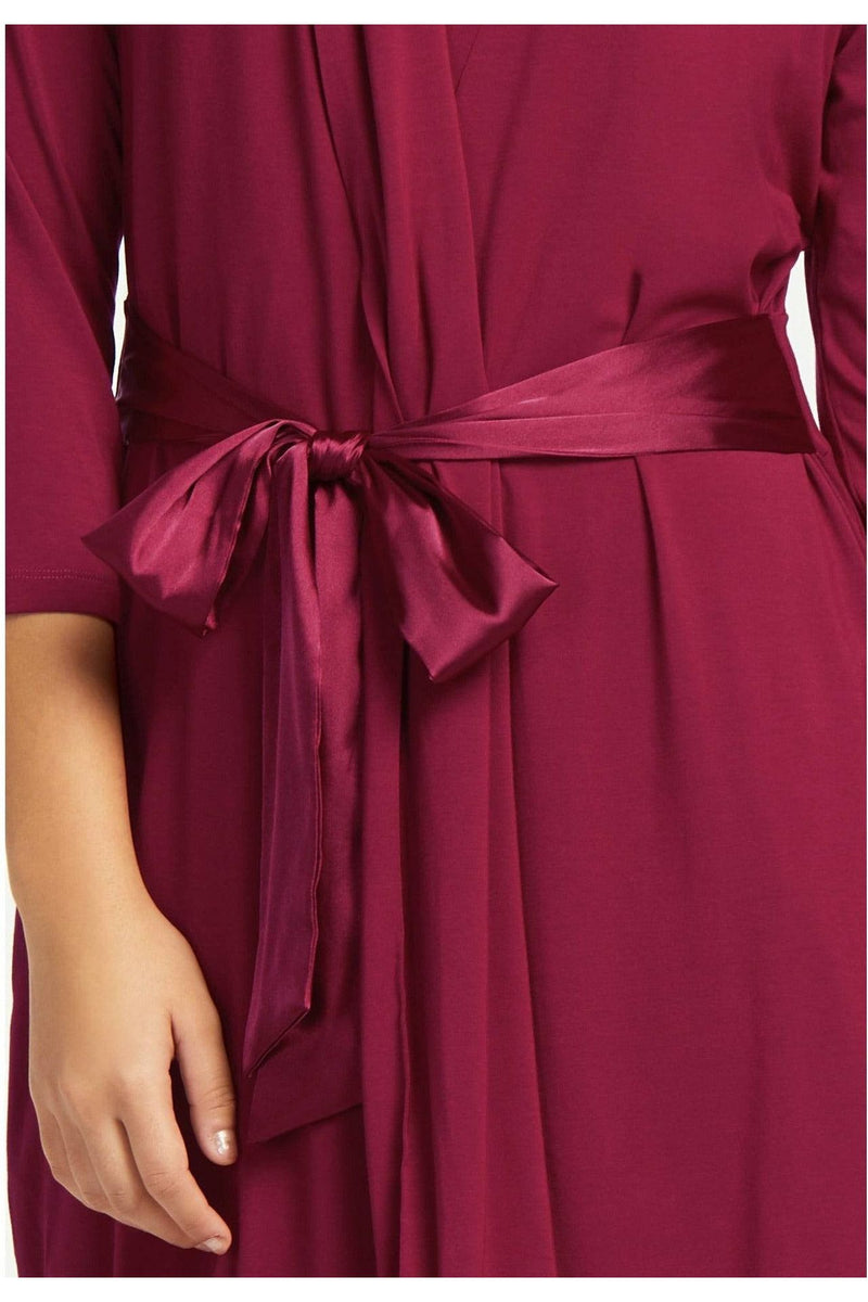 Fleur't Iconic Robe with Silk Ties - Style 620, tie, sangria