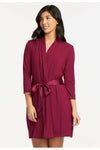 Fleur't Iconic Robe with Silk Ties - Style 620, front, sangria