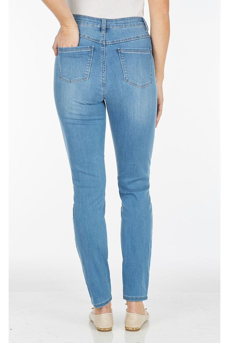 FDJ Petite Suzanne Cool Denim Slim Leg Jean - Style 8705630, back, chambray
