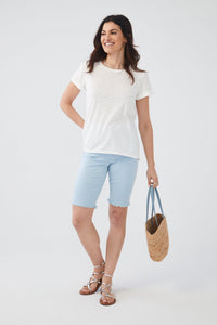 FDJ Suzanne Bermuda Short - Style 6885511. front2, sky blue