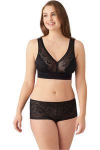 Wacoal Net Effect Soft Cup Bralette - Style 810340, black, with panty