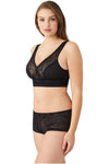 Wacoal Net Effect Soft Cup Bralette - Style 810340, black, with panty, side