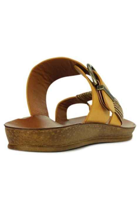Los Cabos Slide Sandal - Style Bria, back, mustard