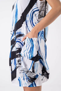 Ever Sassy Blue Mood Sleeveless Dress - Style 62251, pockets