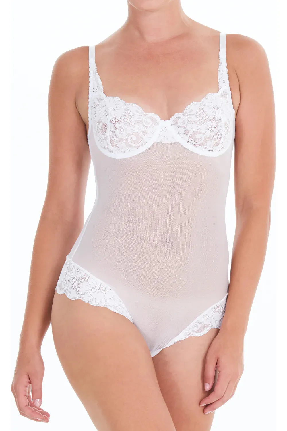 Arianne Catherine Brazilian Cut Bodysuit - Style 2148, front, white