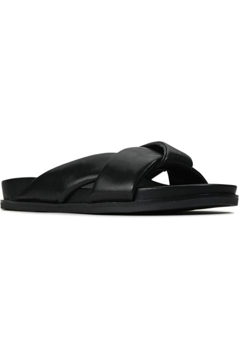 EOS Flat Sandal - Style Cross, side, black