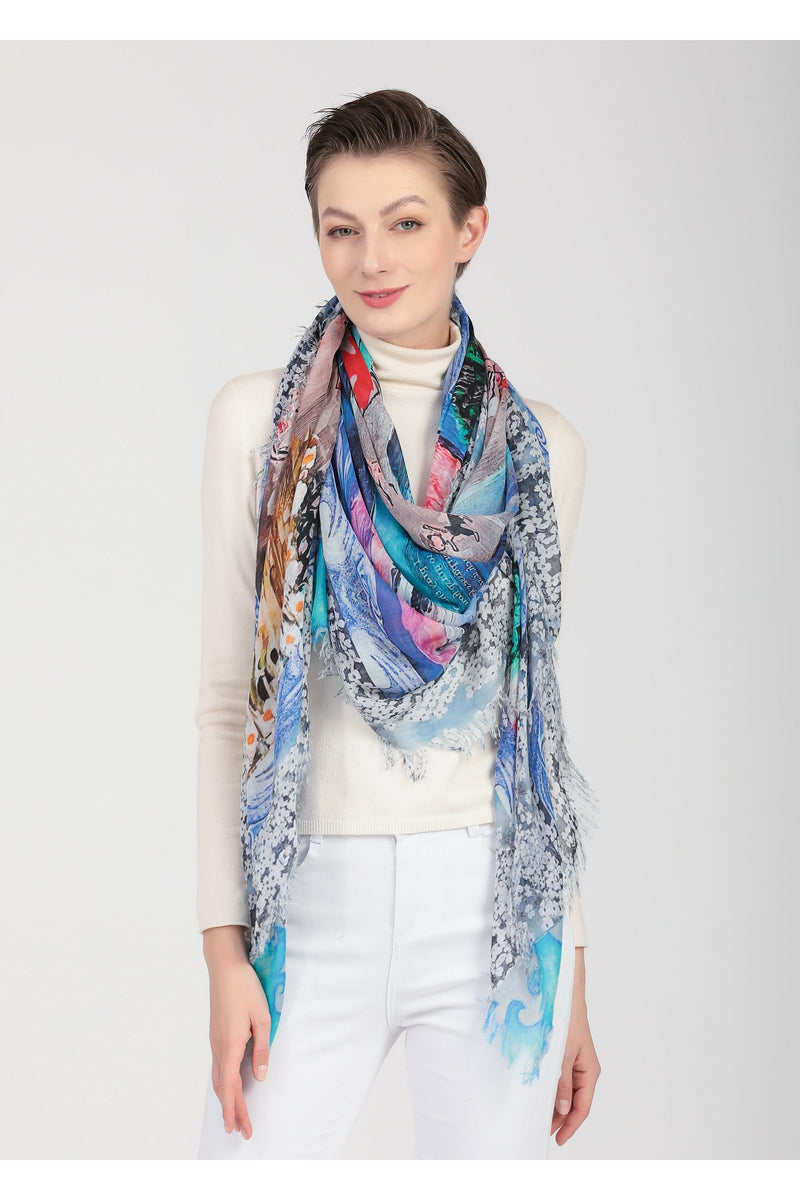Love's Pure Light "Life is a Never-Ending Beach" Rathtrevor Beach with Provincial Flower BC Dogwood Silk Shawl - Style D-364, fig2