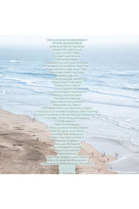Love's Pure Light "Life is a Never-Ending Beach" Rathtrevor Beach with Provincial Flower BC Dogwood Silk Shawl, poem