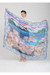 Love's Pure Light "Life is a Never-Ending Beach" Rathtrevor Beach with Provincial Flower BC Dogwood Silk Shawl - Style D-364