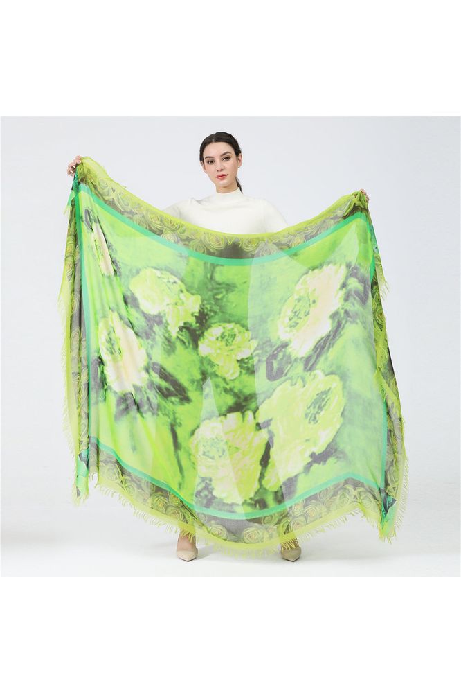 Love's Pure Light "Green Oh that Refreshing Green" Silk Shawl - Style D-351, artwork