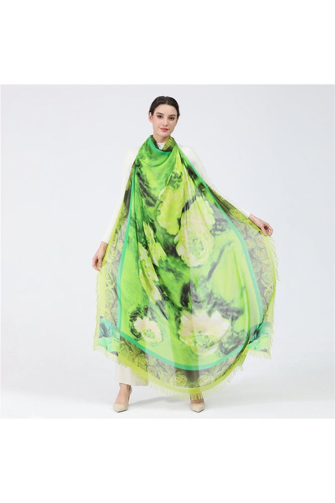 Love's Pure Light "Green Oh that Refreshing Green" Silk Shawl - Style D-351, fig1
