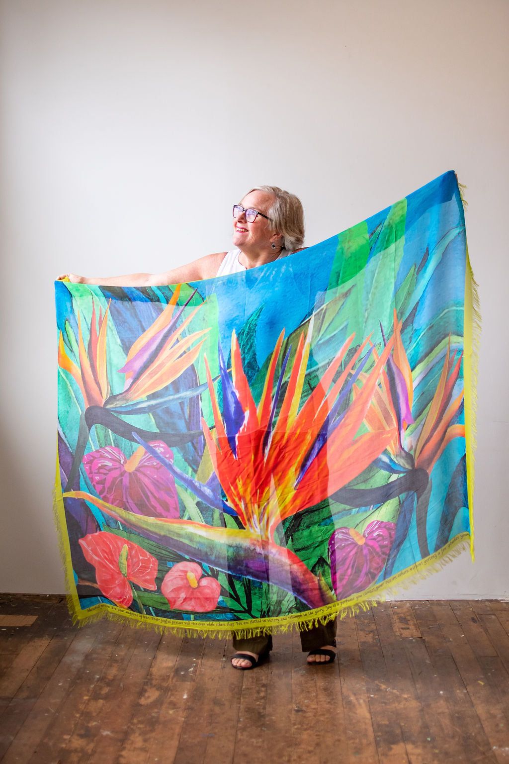 Love's Pure Light "Birds of Paradise" Silk Shawl - Style D-420, fig1
