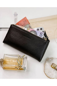 Louenhide Delta Wallet - Style 1628, front w/ money, black