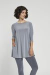 Sympli 3/4 Sleeve Trapeze Tunic - Style 23155-2, silver, front