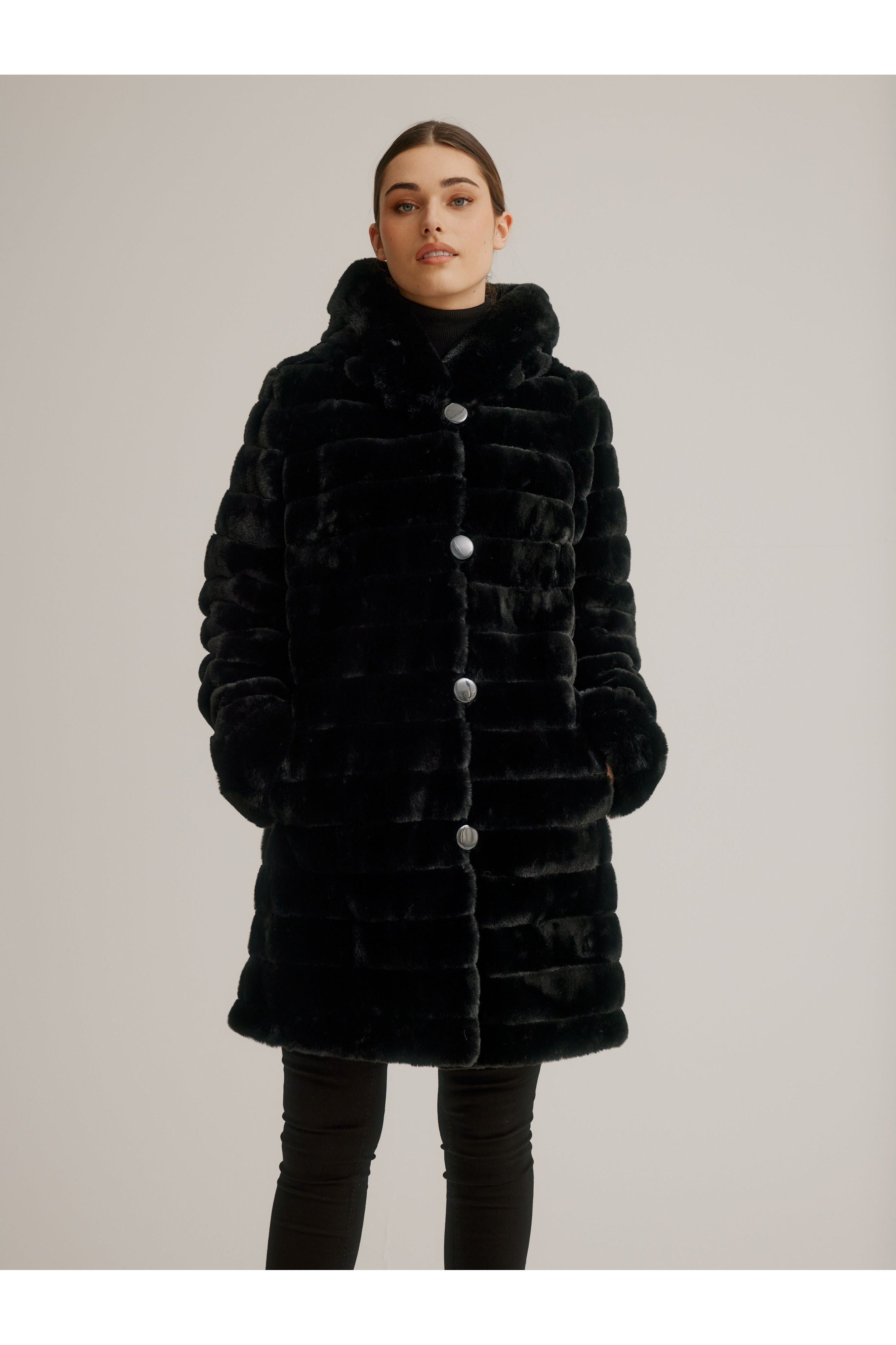 Peacocks black sales fur coat
