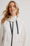 Nikki Jones High-Low Hooded Jacket - Style K5451RN-335, front closeup