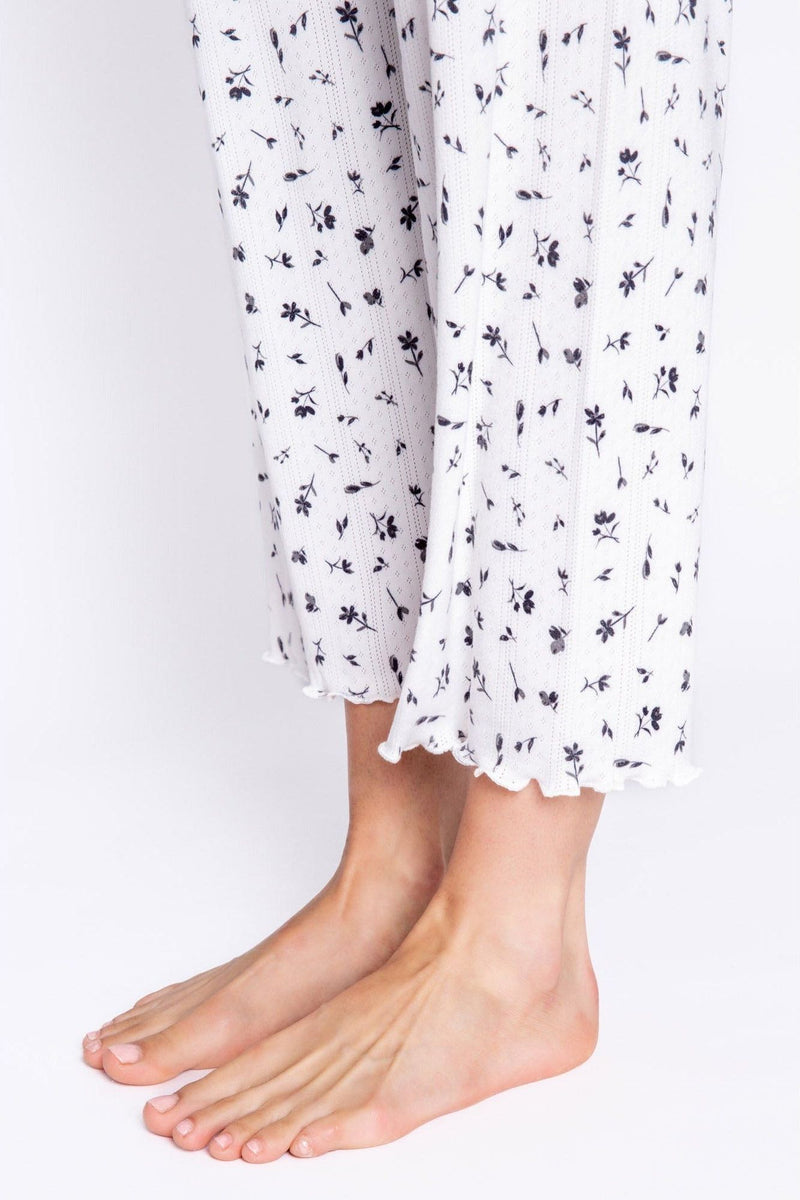 PJ Salvage Floral Crop Pajama Pant - Style REAEC, hem