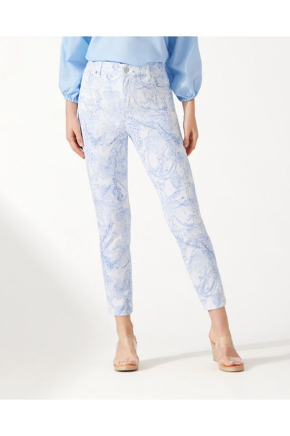 Tommy Bahama Boracay Beach Toile High-Rise Ankle Jeans - Style SW121000, front