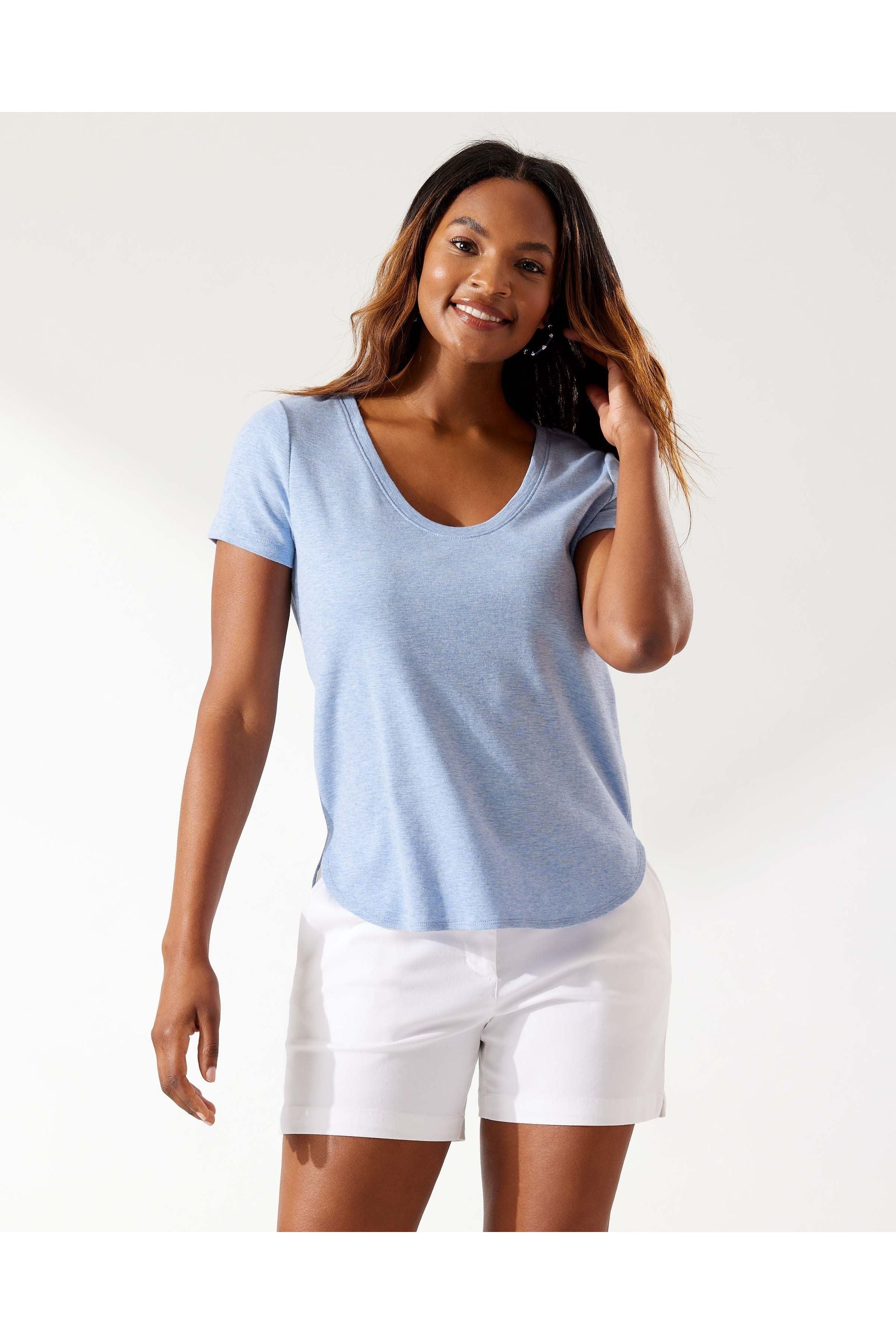 Tommy Bahama Ashby Short-Sleeve T-Shirt - Style SW221034, light sky heather, front