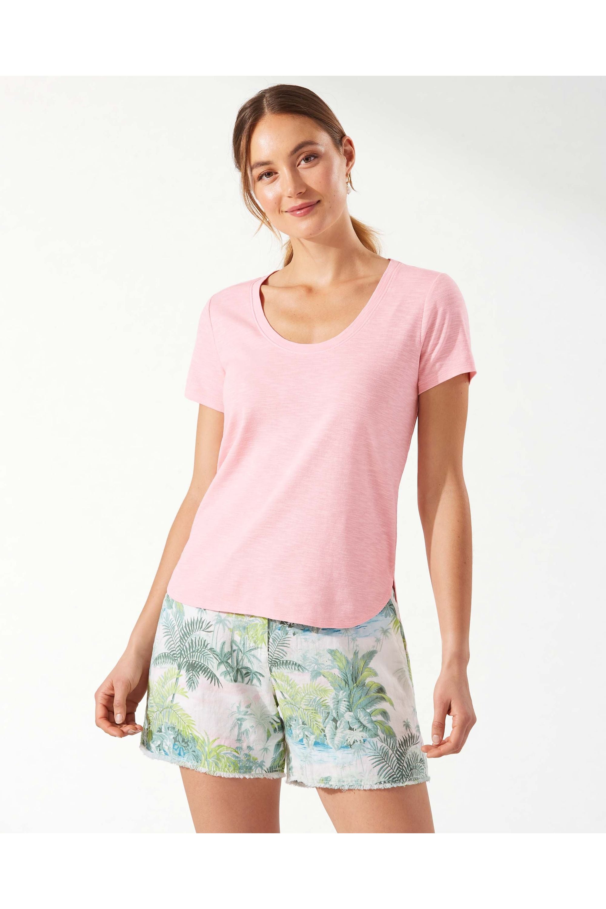 Tommy Bahama Ashby Short-Sleeve T-Shirt - Style SW221034, pink bikini heather, front