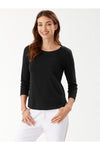 Front view of Tommy Bahama Ashby 3/4 Sleeve T-Shirt - Style TW211247 in black