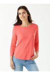 Front view of Tommy Bahama Ashby 3/4 Sleeve T-Shirt - Style TW211247, coral