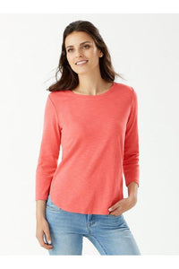 Front view of Tommy Bahama Ashby 3/4 Sleeve T-Shirt - Style TW211247, coral