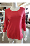 Tommy Bahama Ashby 3/4 Sleeve T-Shirt - Style TW211247, poinsetta red, front view
