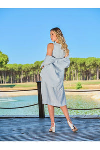 Dolcezza Linen Dress - Style 23165, back, lifestyle