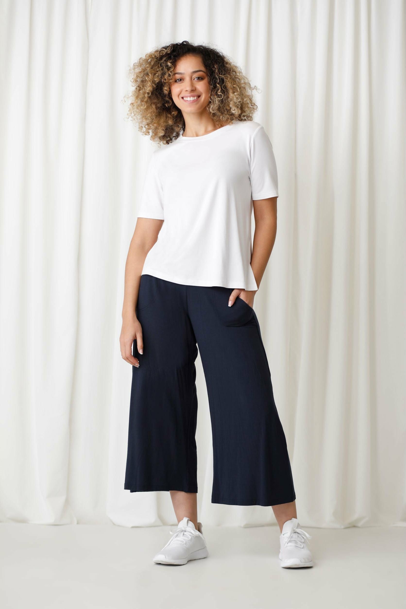 Sympli Bamboo Crew Neck T-Shirt - Style T4200, front, white