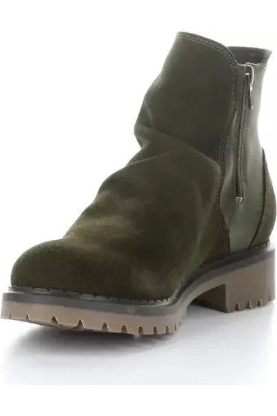 Bos & Co Waterproof Ankle Boot - Style Barb, front inside, olive