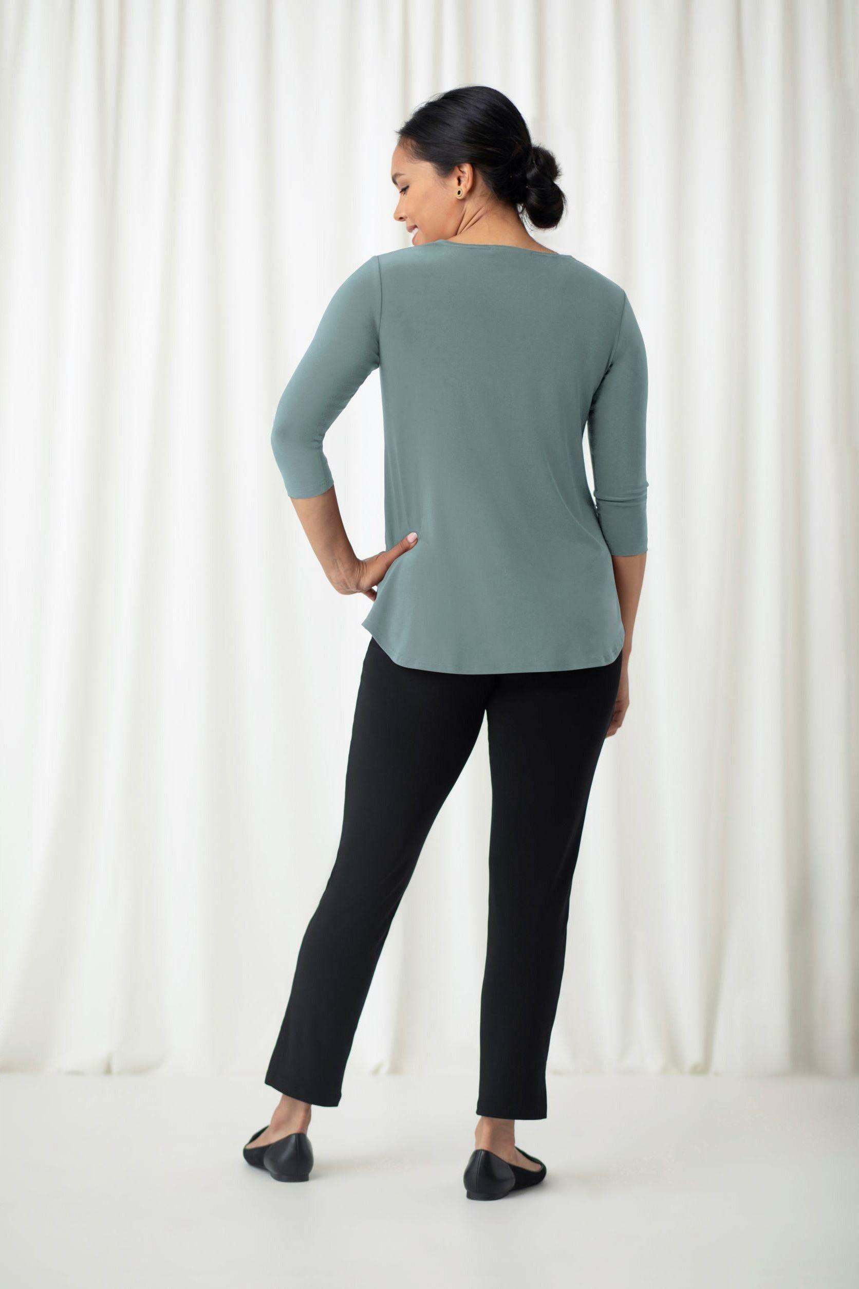 Sympli Go To Classic Relax 3/4 Sleeve T - Style 22110R-2, back, cactus